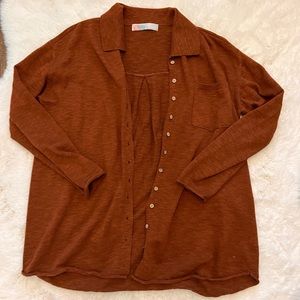 Free People Beach Rust Colored Button Down/Cardigan